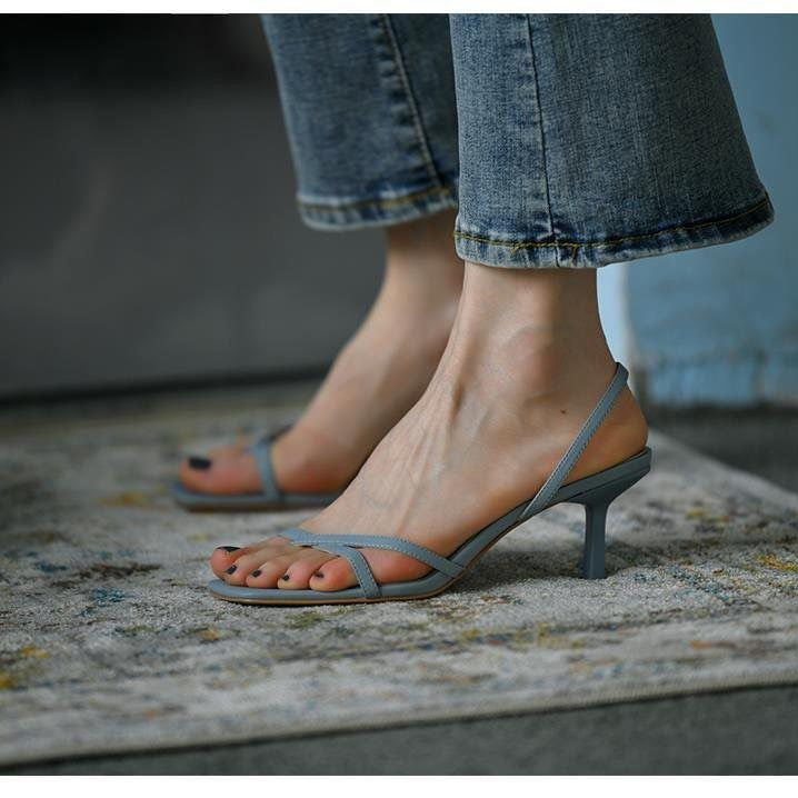 Dam Sandaler Slopdesign Smala Remmar Högkvalitativt Material-3
