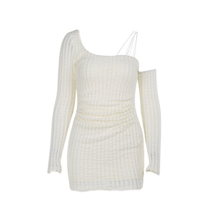 Kvinnor Asymmetrisk Topp Stickad Andningsbart Material 6