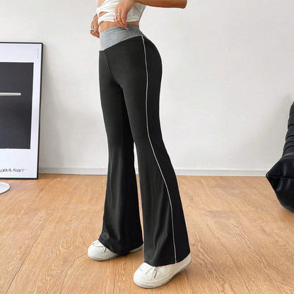 Kvinnors Bootcut Loungebyxor Hög Midja Mjukt Elastiskt Tyg-1