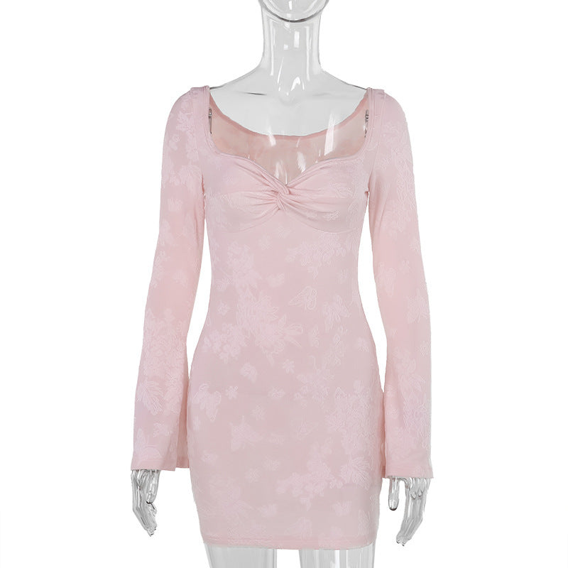 Variant image for Kvinnors Miniklänning Transparent Topp Blommiga Detaljer Elastiskt Tyg-1