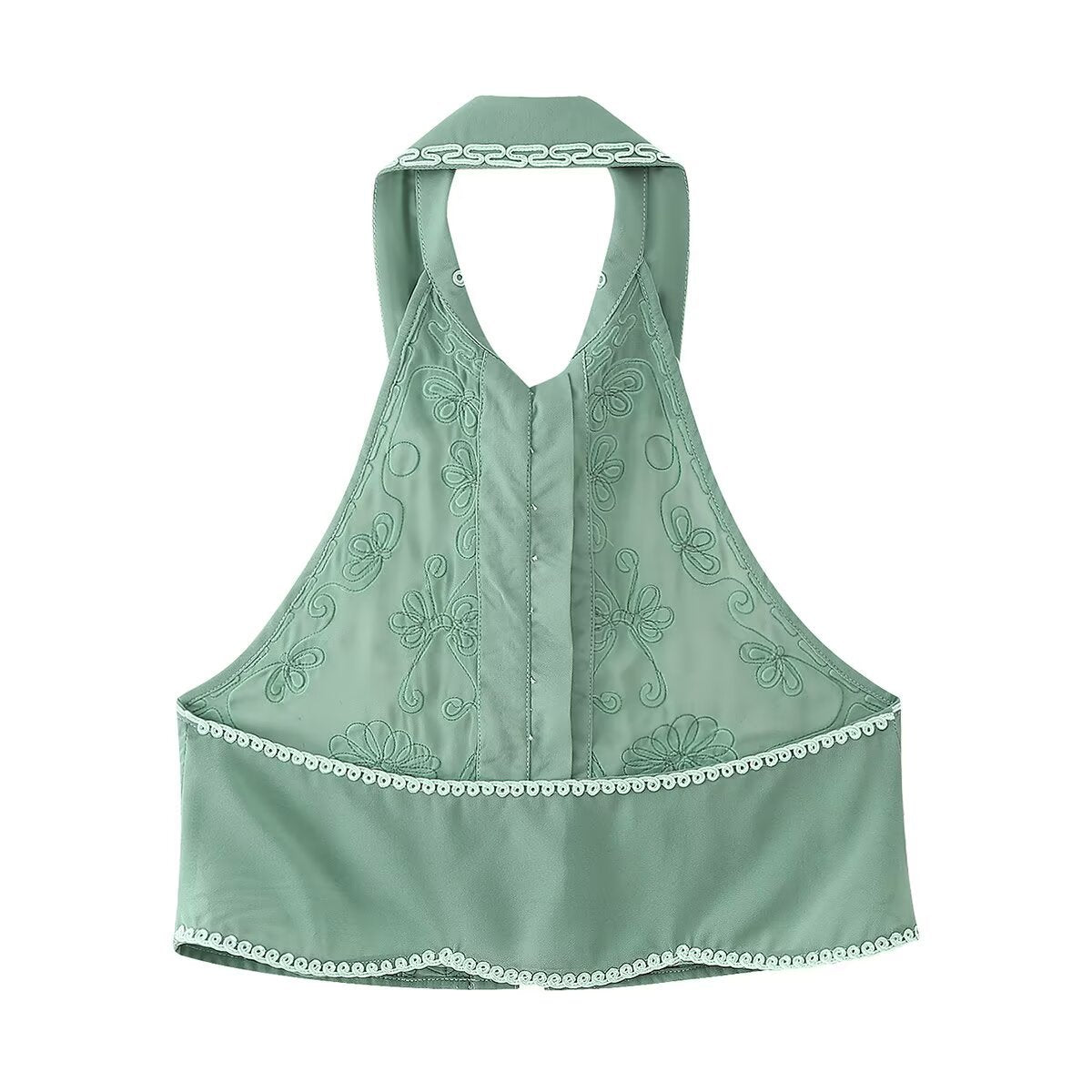 Dam Halterneck Top Kort Kjol Set Blommig 100% Bomull-4