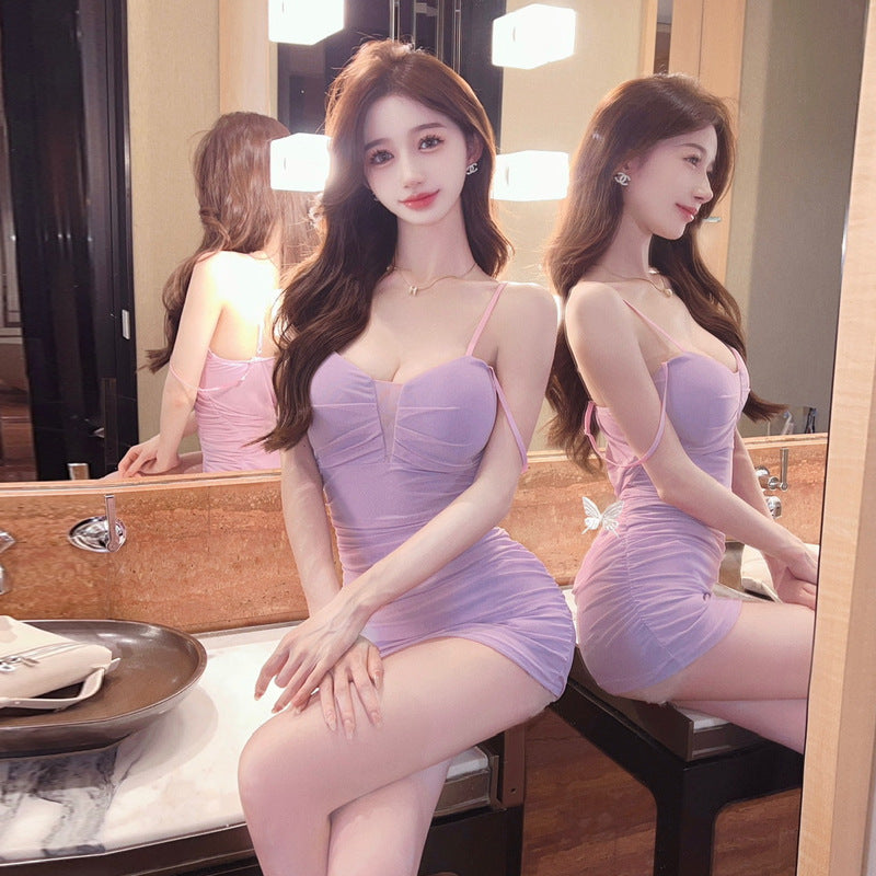 Dam Klänning Bodycon Spaghetti Band Polyester Kort Style-3