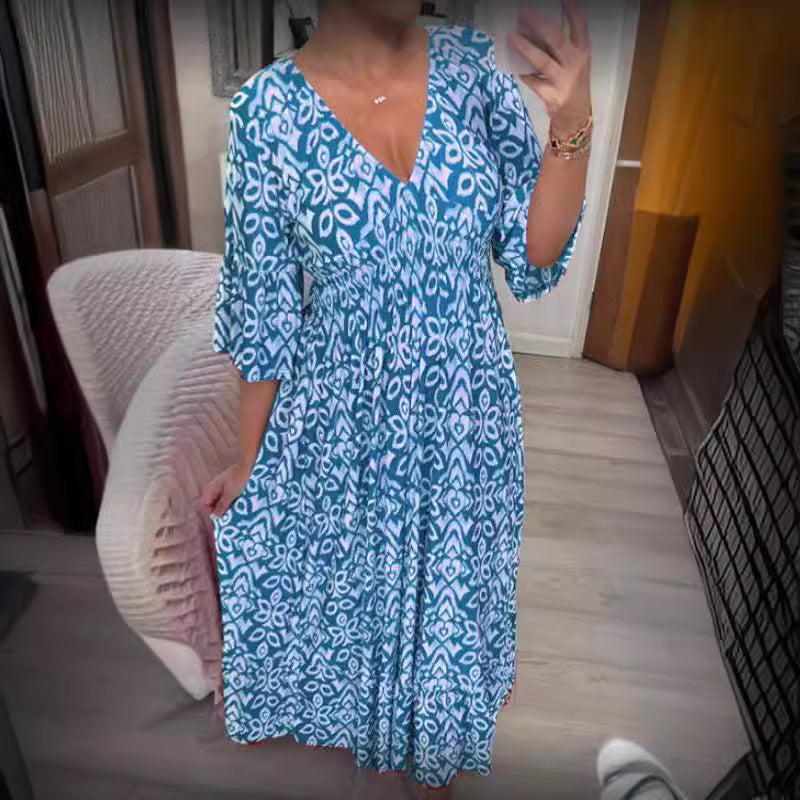 Dam Klänning Elegant Pendelstil Polyester Kort Ärmd-4