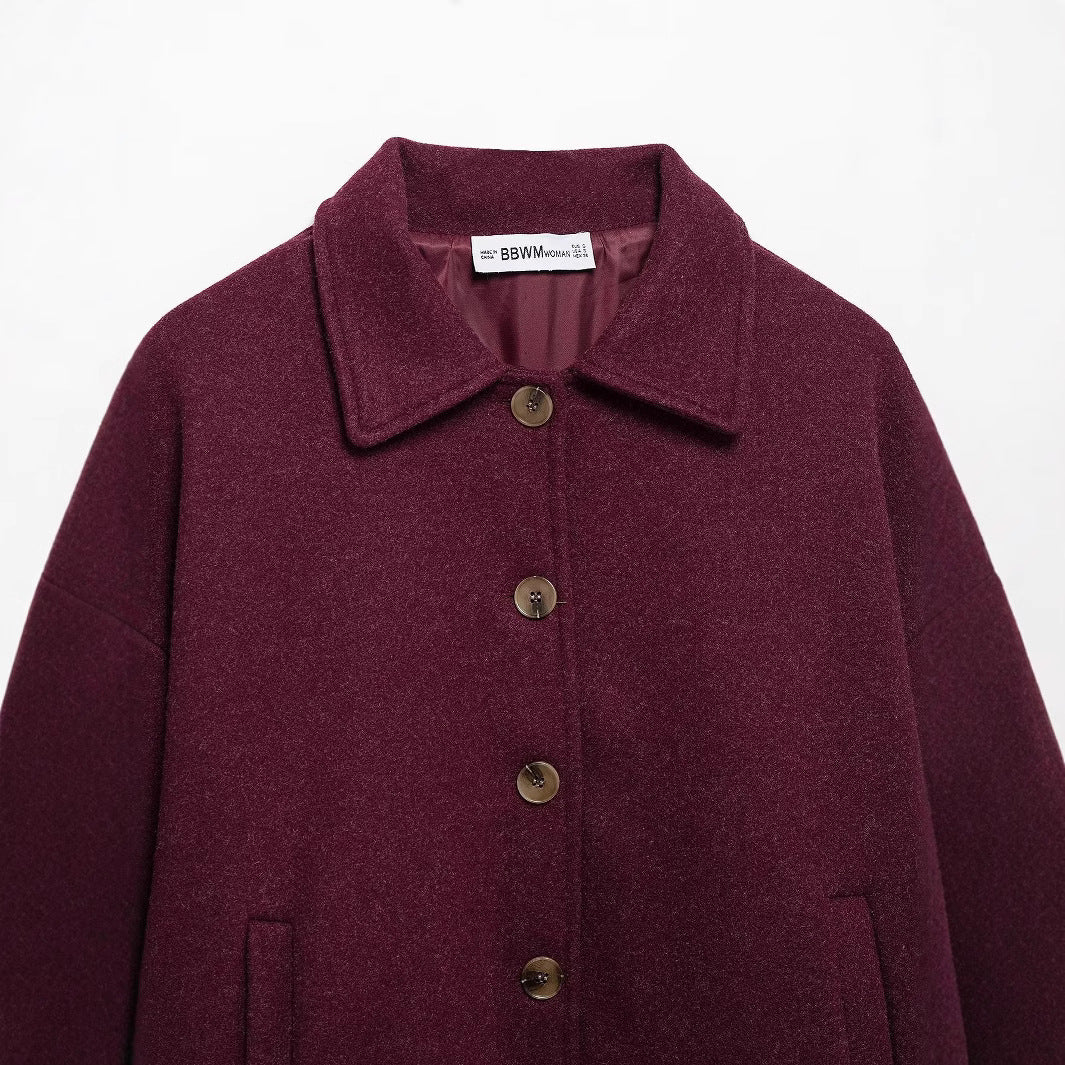 Kvinnors Retro Klänning Elegant Ullblandning Kort Ärmar-3