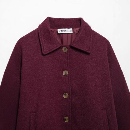 Kvinnors Retro Klänning Elegant Ullblandning Kort Ärmar-3