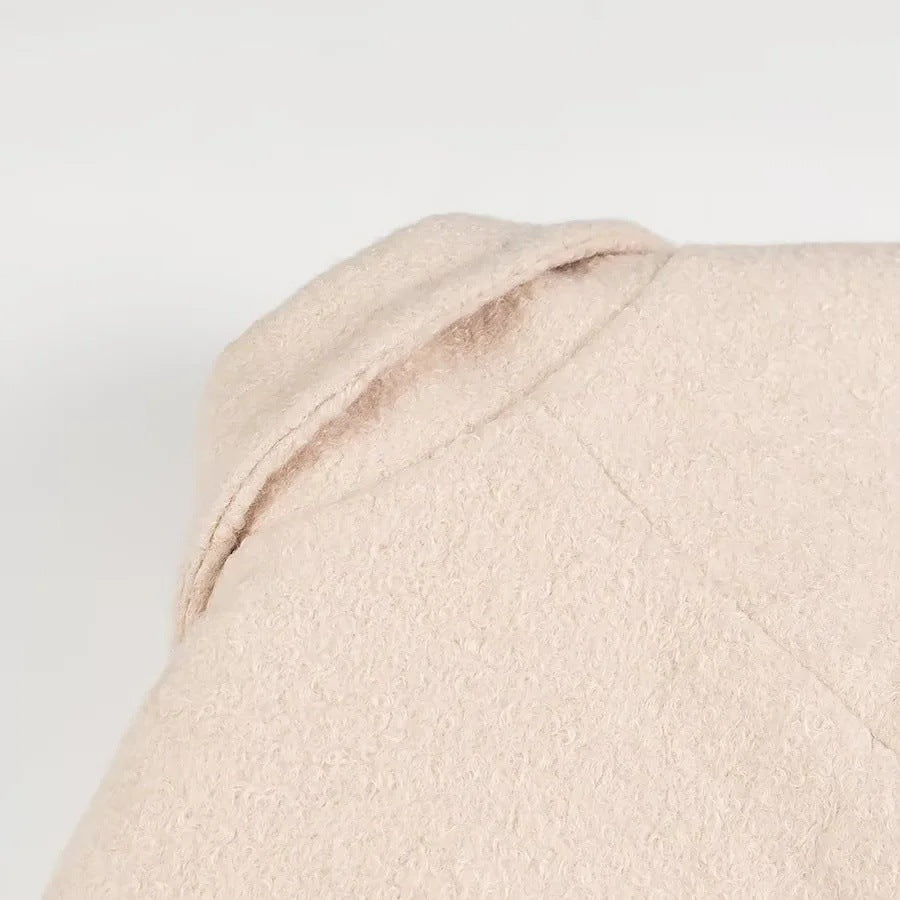 Mössa Dam Ullblandning med Dubbelknapp och Sidofickor-3