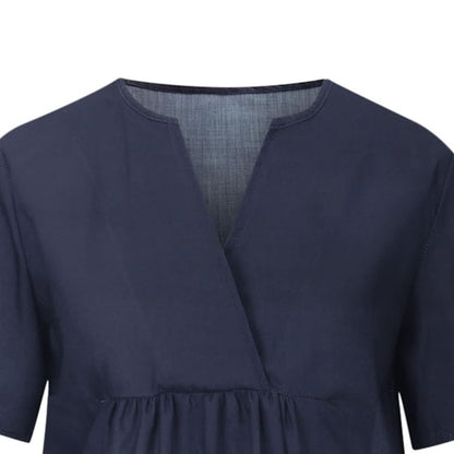 Midiklänning Dam V-Neck Löst Passform A-Linje Polyester – Mörkgrå Midiklänning för Våren och Sommaren 3