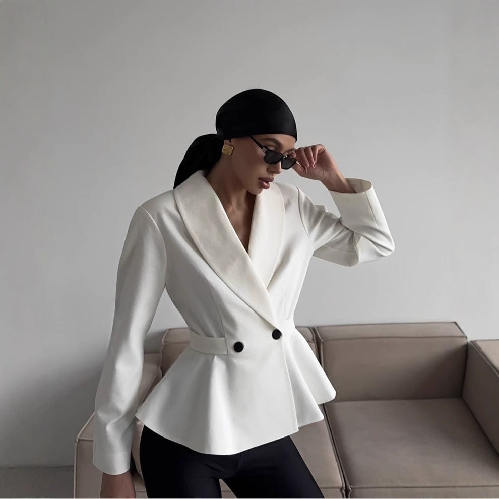 Kvinnors Peplum Blazerjacka Elegant Hårt Kläde 3