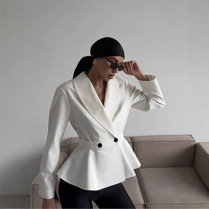 Kvinnors Peplum Blazerjacka Elegant Hårt Kläde 3