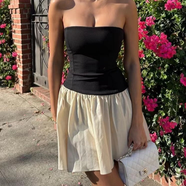 Fina Dam Klänningar Blommönster U-ringning Korta Kjol Ärm lös 2