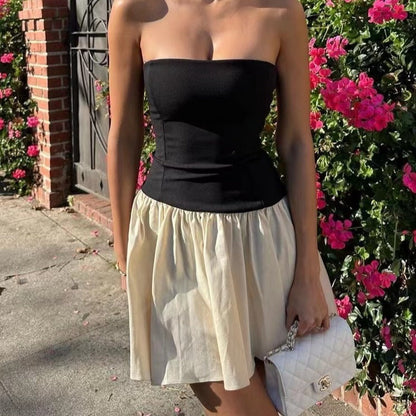 Fina Dam Klänningar Blommönster U-ringning Korta Kjol Ärm lös 2