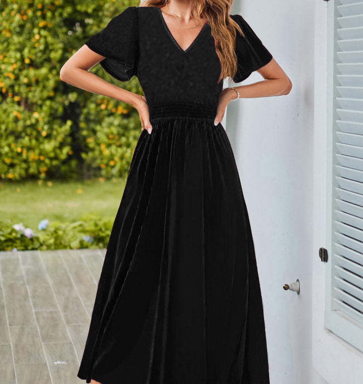 Variant image for Dam Långklänning V-Hals Tredimensionell Dekoration Silke-6