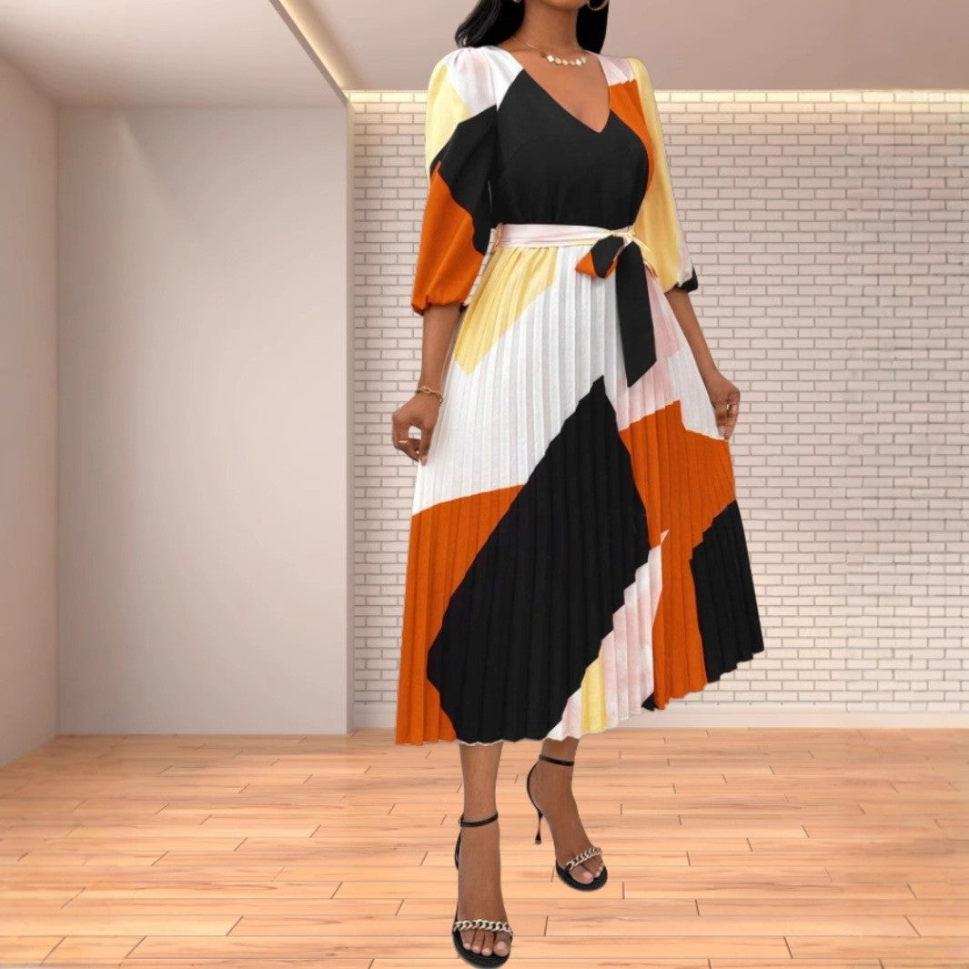 Variant image for Maxiklänning Dam Geometrisk Mönster Långa Ärmar Polyester-1