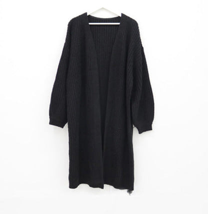 Svart Kappa Dam Långärmad V-ringad Polyester Elegant Loose Fit-1