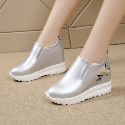 Kvinnor Sneakers Slip-On Blommig Broderi Textil Bekväm Sula 4