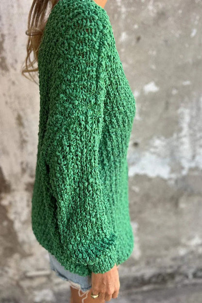 Dam Stickad Tröja V-ringning Chunky 100% Akryl-2