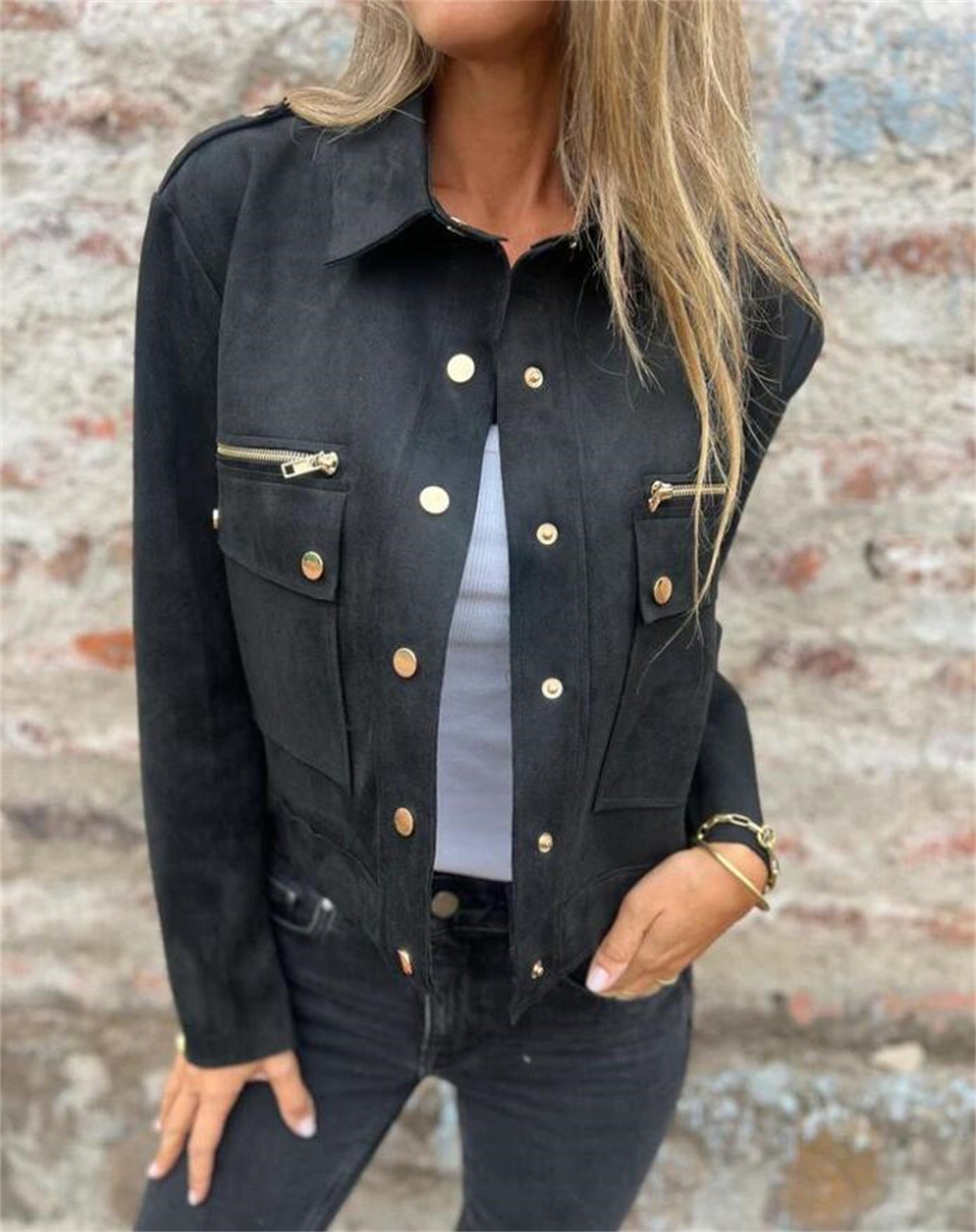 Herrjacka Zipperjacka med Revers Polyester för Höst- och Vårbruk-5