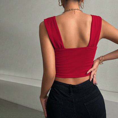 Kvinnor Kort Topp med Chic Genskuren Design – Mjuk och Elastisk Tyg, Passar för Vardag och Fest 5