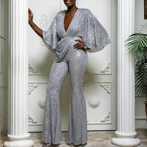 Kvinnor Långa Byxor Elegant Polyester med Paljetter-1