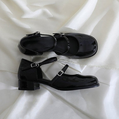 Dam Skor Mary Jane Med Blockklack och Dekorativa Remmar Syntetmaterial 1