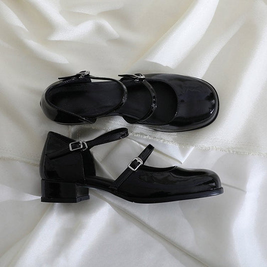 Dam Skor Mary Jane Med Blockklack och Dekorativa Remmar Syntetmaterial 1