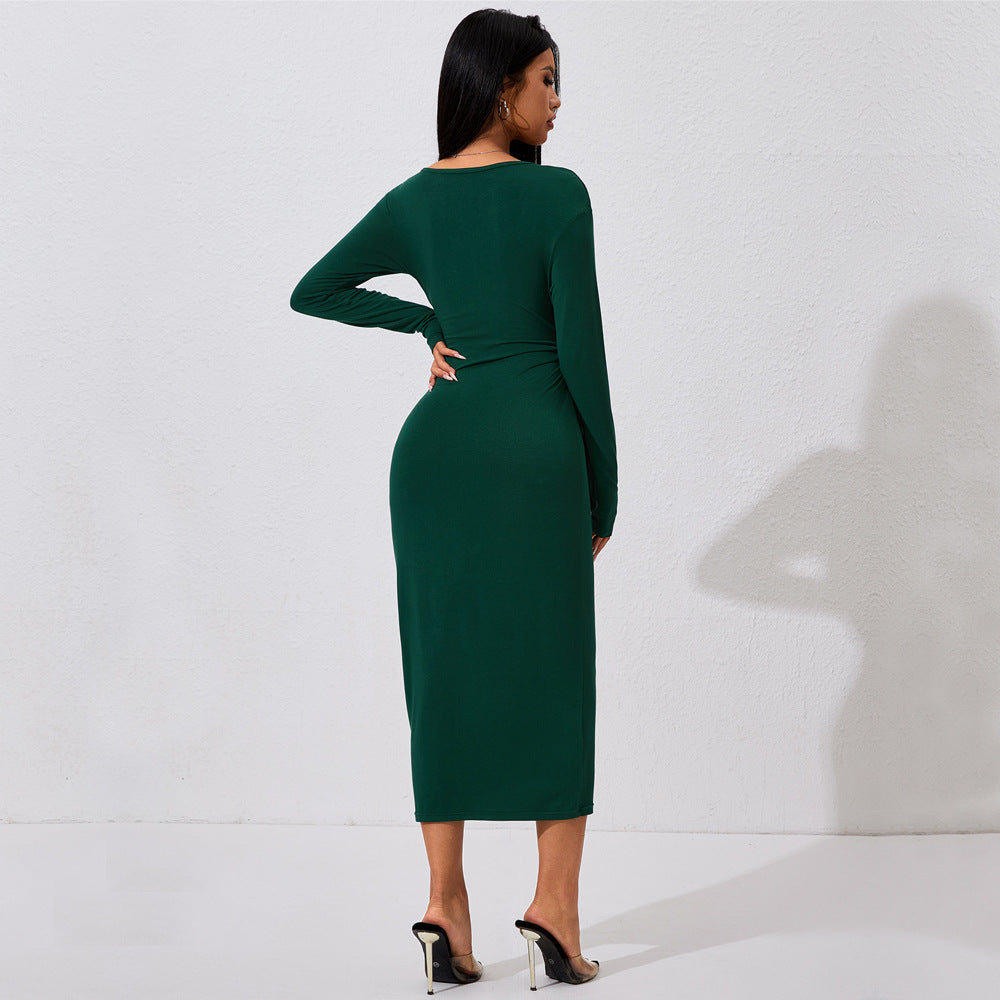 Dam MIDI Klänning Monokrom Patchwork Högkvalitativt Tyg-3