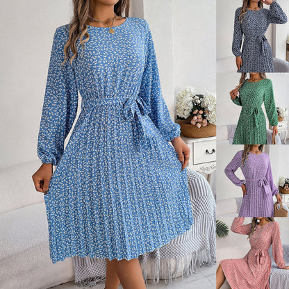 Dam Fällkjol Blommig Långärmad Högkvalitativt Tyg-2