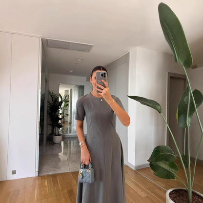 Dam Långklänning Med Midjekonstruktion Enfärgad Polyester-5