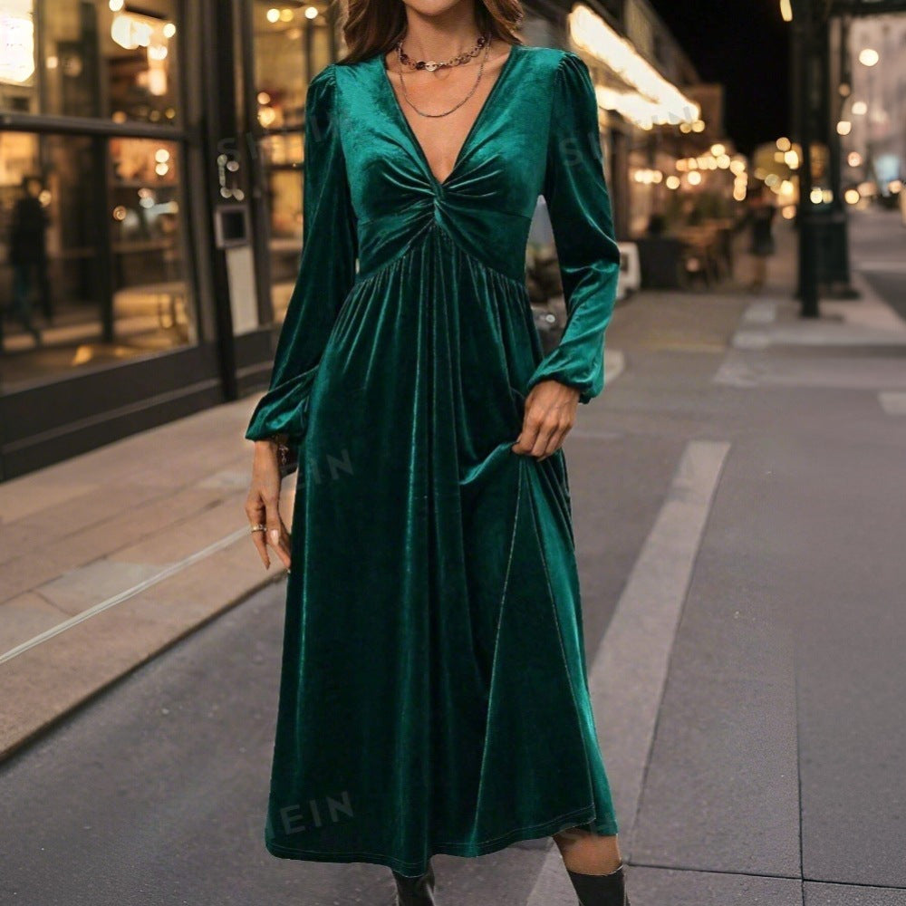 Fina Dam Klänningar Midi A-Line Långa Ärmar Polyester-5