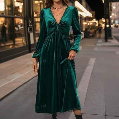 Fina Dam Klänningar Midi A-Line Långa Ärmar Polyester-5