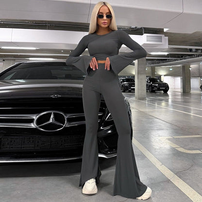 Snygga Byxor Dam Högmidjade Slim-Fit Polyester-2