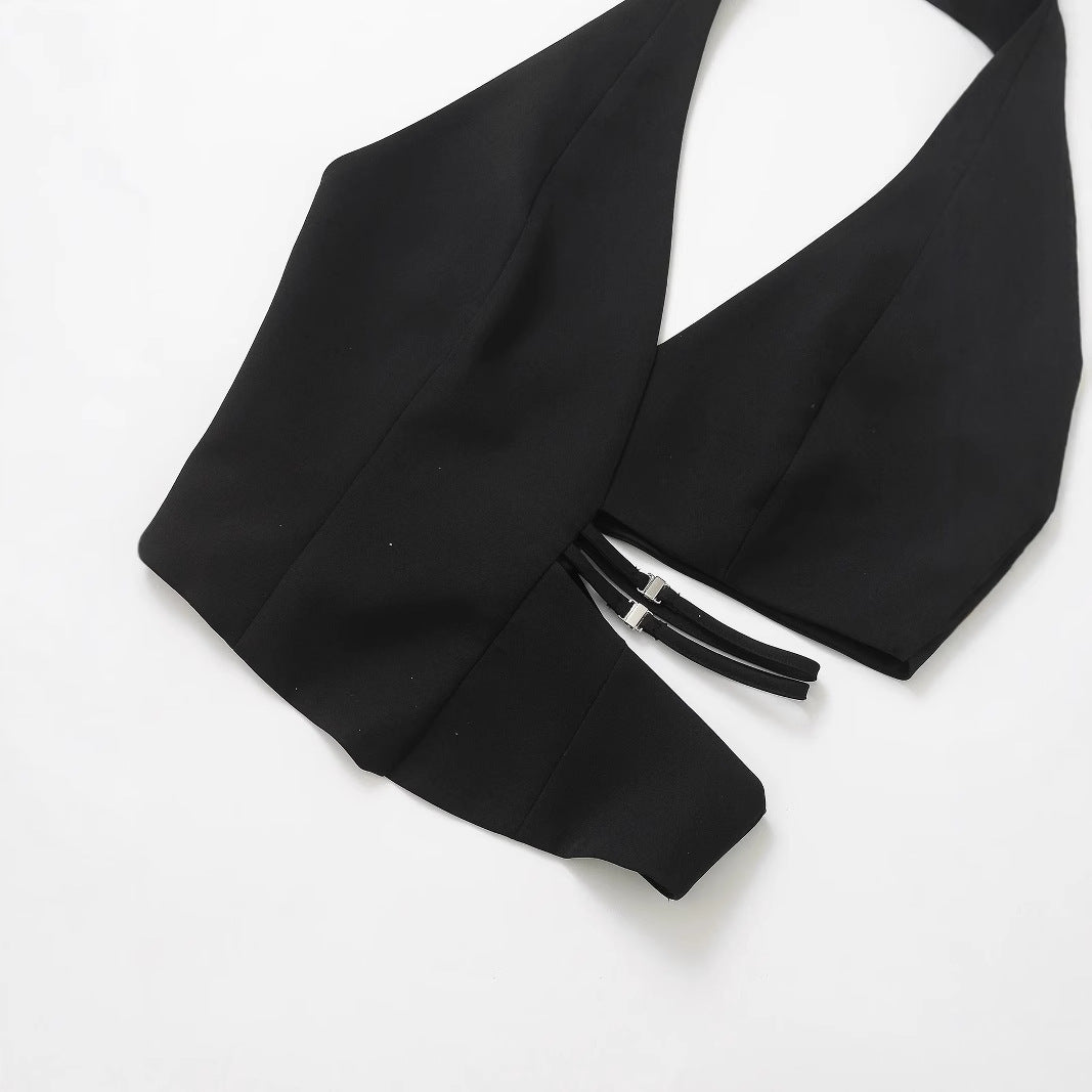 Dam Wrap Top Elegant Drapering Andningsbart Material-4