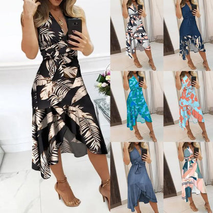 Dam Klänning Oregelbunden Spets Lång Medelmidja Polyester-2