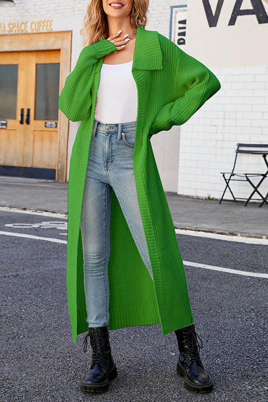 Dam Lång Kardigan Monokrom Lätt Stickat Material 4