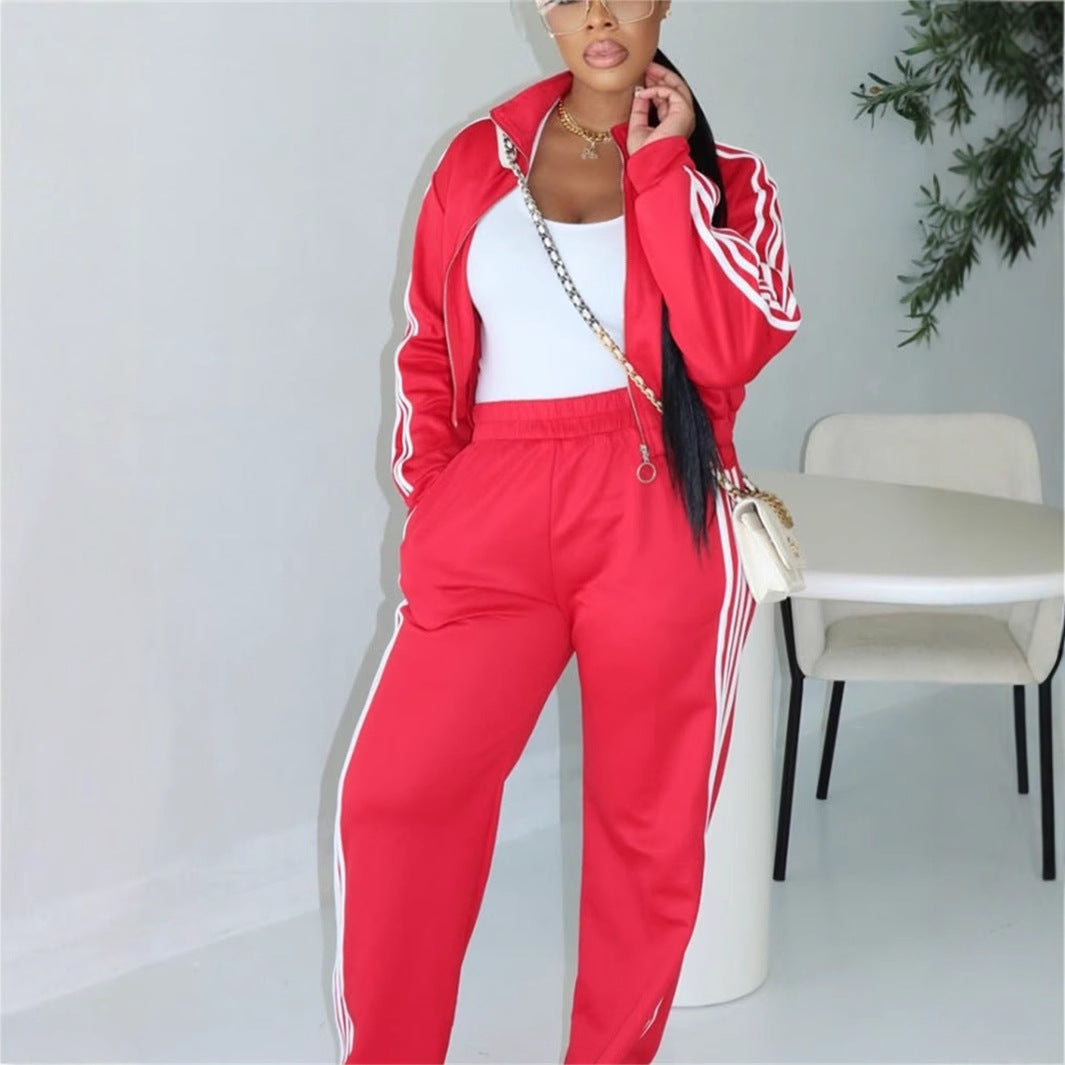 Dam Långärmad Toppjacka och Byxor Set Spandex-3