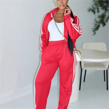 Dam Långärmad Toppjacka och Byxor Set Spandex-3