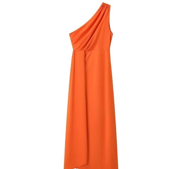 Maxi Klänning Dam Asymmetrisk Snitt Ljus Material 3