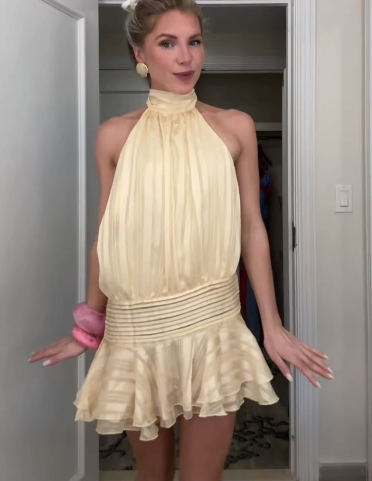 Kvinnors Mini Klänning Rufsad Design Lätt Tyg 7