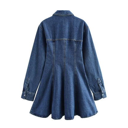 Dam Klänning A-Linjeformad Denim Casual 5