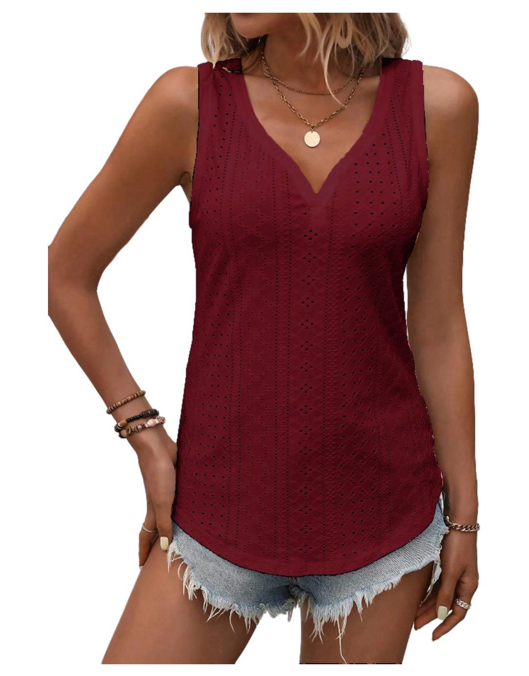 Variant image for Dam Löst Sittande Tank Top V-Ringning Polyester-16