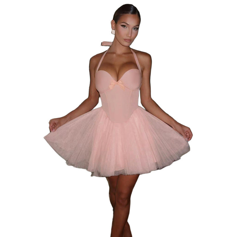 Dam Tyllklänning Bustier Stil Lätt Tyg-6