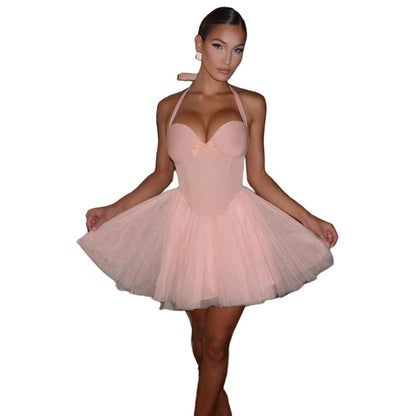 Dam Tyllklänning Bustier Stil Lätt Tyg-6