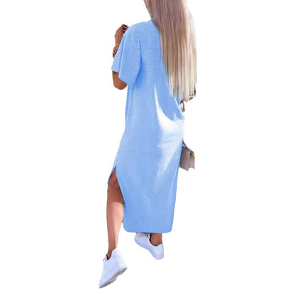 Dam A-Linje Klänning Rundhalsad Polyester för Arbete och Fritid-6