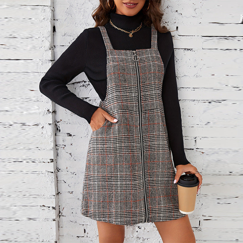 Damklänning A-linjeformad Midi med Mönster och Dragkedja-4