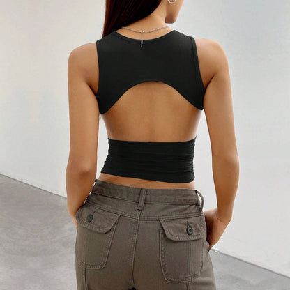 Kvinnors Festtoppar Asymmetrisk Utskuren Detalj Polyester Elastan 4