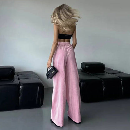 Kvinnors Casual Tröja med Elastiskt Midjeband – Mjuk Jersey, Avslappnad Passform, Justerbar Snörning, Bred Benarea 4