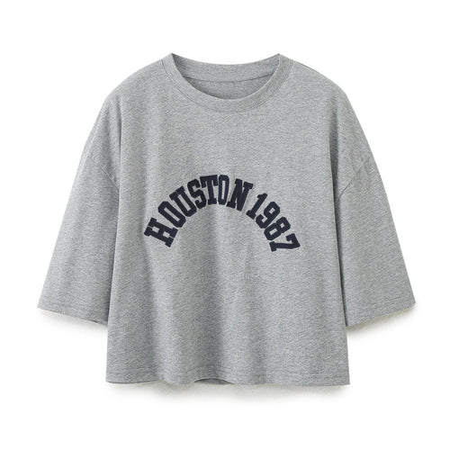 Dam T-shirt Överdimensionerad med Kreativa Bokstäver i Högkvalitativ Bomullsblandning 1