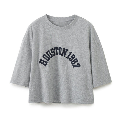 Dam T-shirt Överdimensionerad med Kreativa Bokstäver i Högkvalitativ Bomullsblandning 5