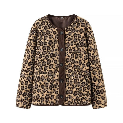 Dam Lång Kappa Leopardmönster Polyester Långa Ärmar-6