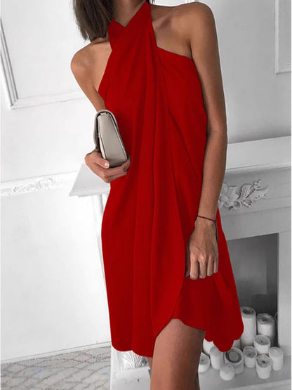 Damklänning Halter A-Line Midi Lätt Polyester-4